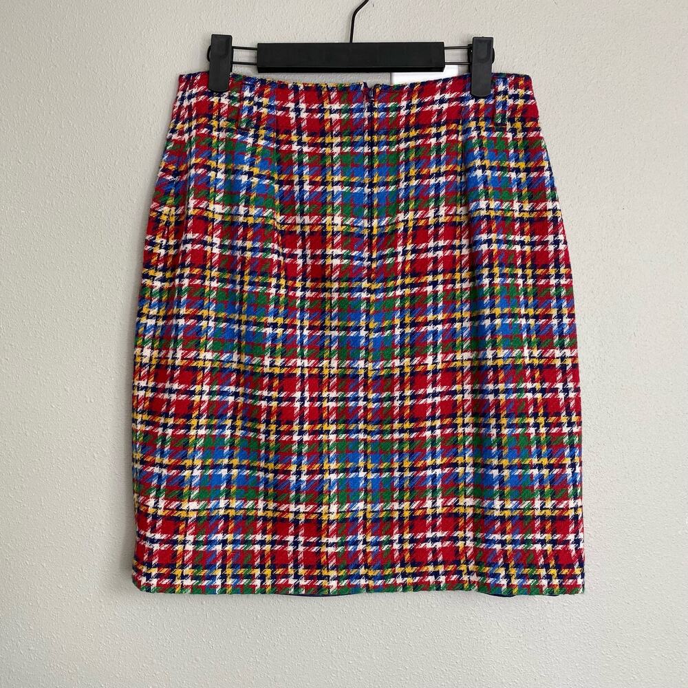 LizWear Multicolor Plaid Wool Blend Short Pencil Skirt 10 - Picture 3 of 5